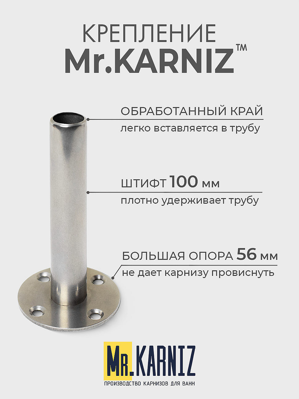 Карниз для душа Угловой Полукруглый 90х80 Усиленный 25 мм фото 5