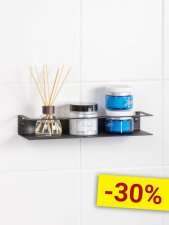 Настенная навесная полка для ванной комнаты с ограждением 30x9x5 черная