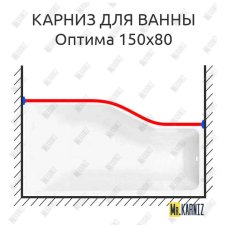 Карниз для ванны Sensea Оптима Передний борт 150х80 Усиленный 20 мм MrKARNIZ