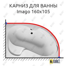 Карниз для ванны 1 MarKa Imago 160х105 Усиленный 25 мм MrKARNIZ