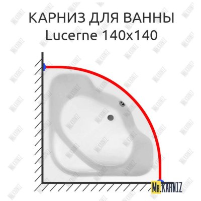 Карниз для ванны Jika Lucerne 140х140 Усиленный 20 мм MrKARNIZ